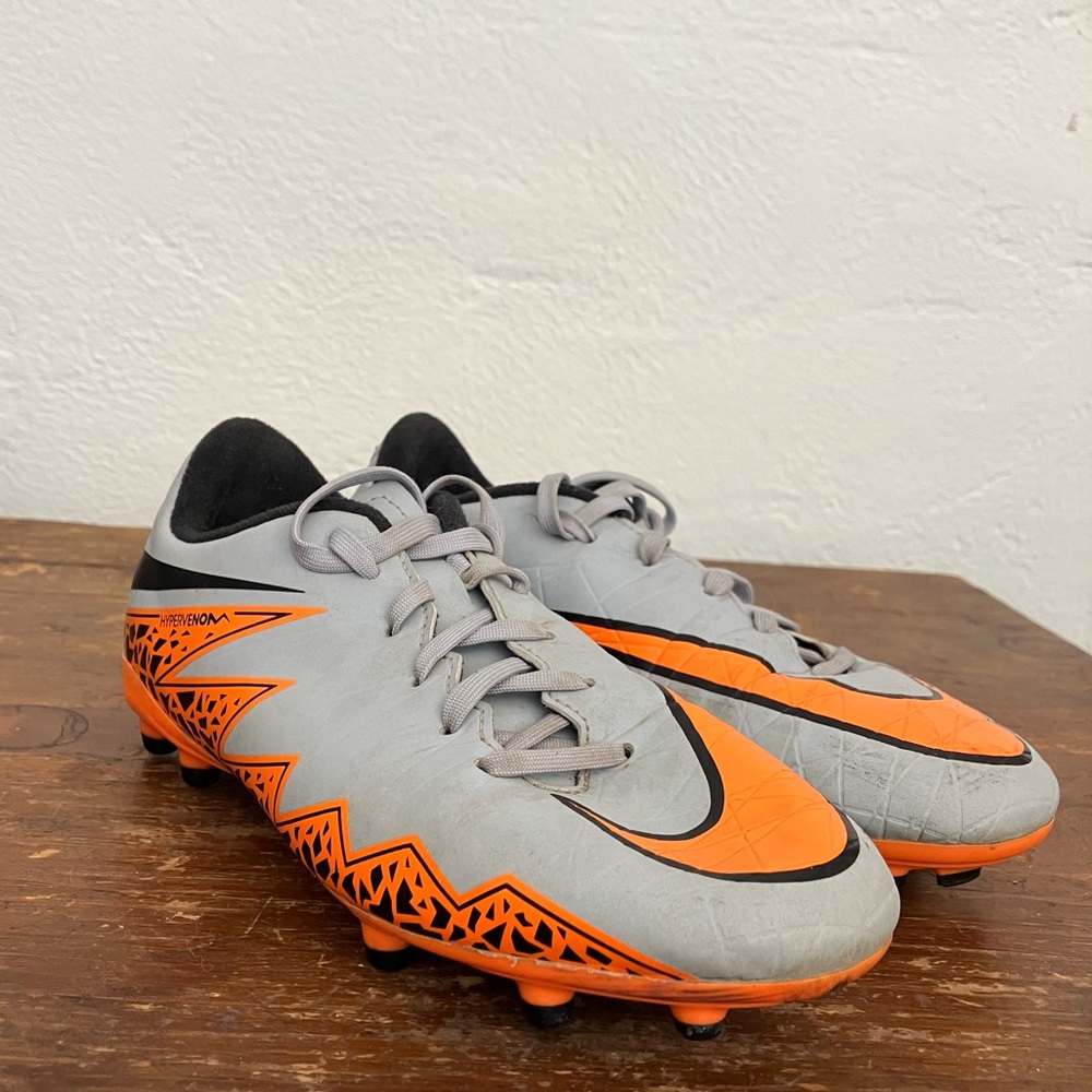 Nike Hypervenom Gray & Orange Football Soccer Cleats